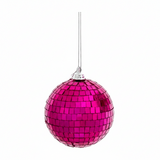 3.15" Pink Mirror Glass Ball Ornament | Available in Hot Pink or Light Pink