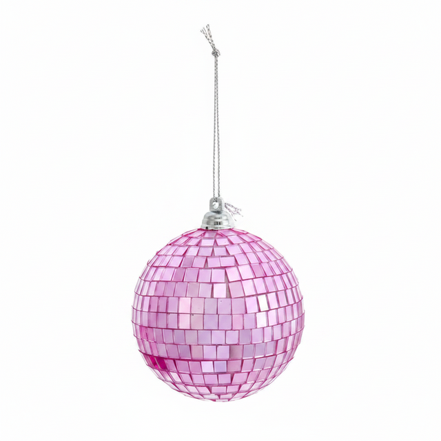 3.15" Pink Mirror Glass Ball Ornament | Available in Hot Pink or Light Pink
