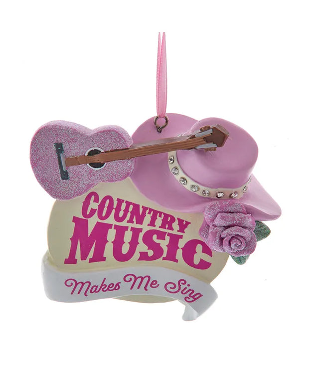 3.5" Resin Pink Country Music Ornament