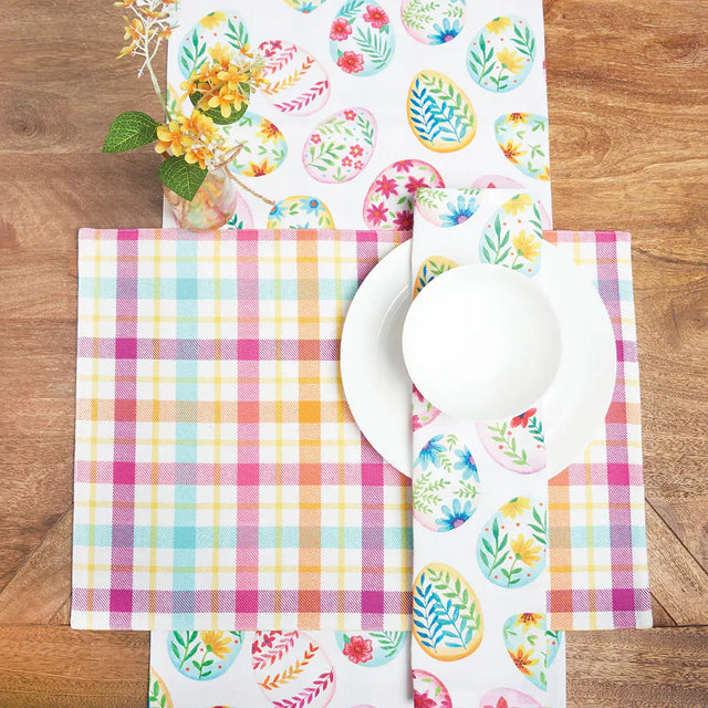 19" x 19" Easter Egg Charm & Plaid Cloth Napkin