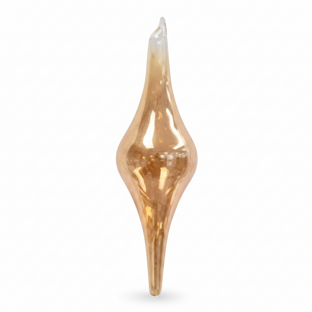 6" Champagne Iridescent Blown Glass Finial Ornament