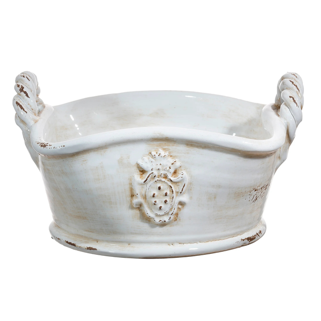 Rutherford Distressed Ceramic Basket | 12" x 7"