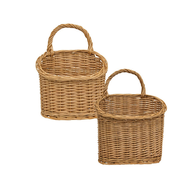 Natural Willow Hanging Wall Baskets Set of 2 | 10.25" & 15.25"