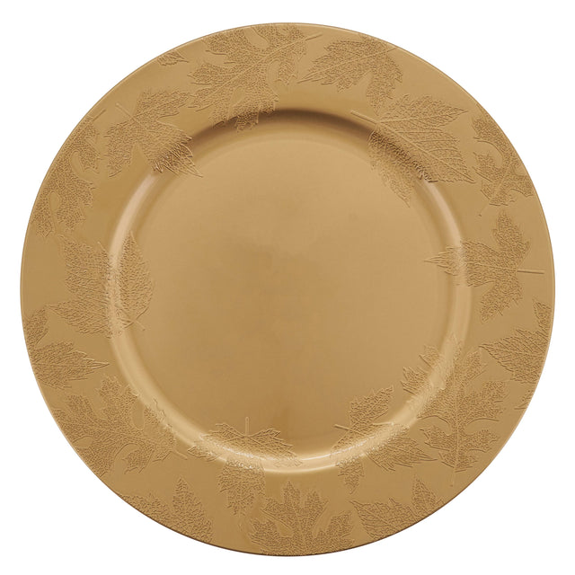 13" Fall Leaf Charger | Gold