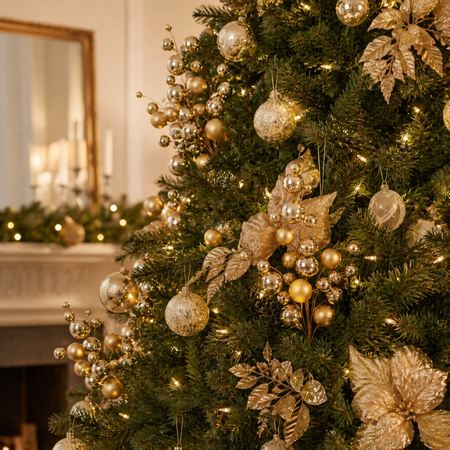 30" Ball Ornament Spray Mocha | Champagne | Red | Green