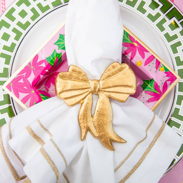 2" Gold Bow Napkin Ring | Set of 4