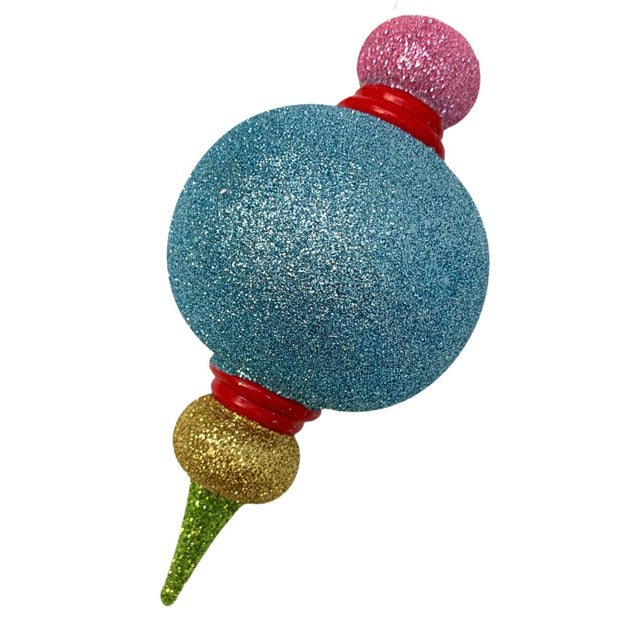 6" Multi Color Glitter Onion Finial Ornament