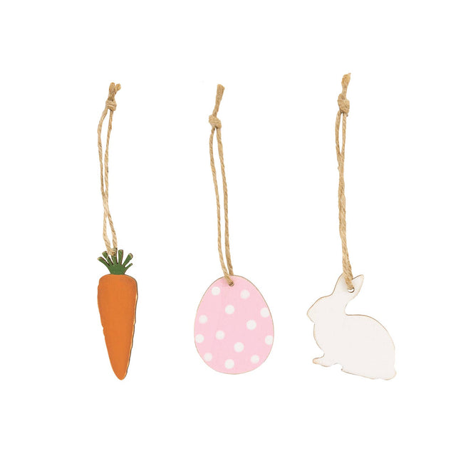 3/Set, Carrot, Bunny, Easter Egg Wooden Ornaments