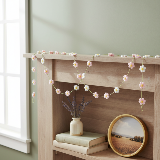 72" Daisy Flower Garland Pink Cream