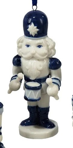 4" Porcelain Delft Blue Nutcracker Ornament | 3 Styles Available