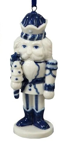 4" Porcelain Delft Blue Nutcracker Ornament | 3 Styles Available