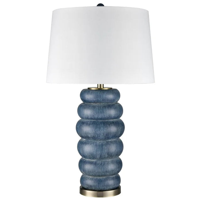 DENIM WASH TABLE LAMP | Stacked Base Design | Polyresin and Metal | 31in ht | 150 Watts