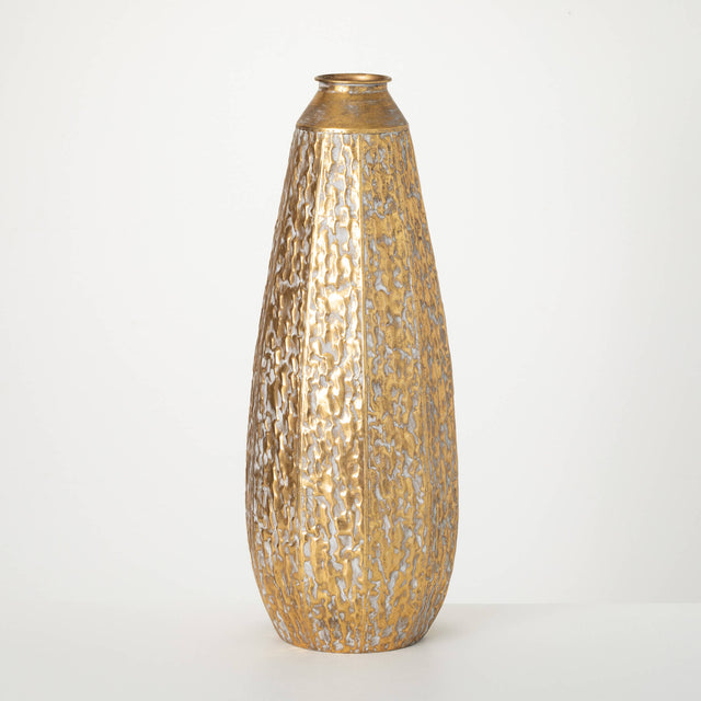 28” Gilded Hammered Vase