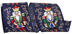 2.5" Navy Nutcracker Filigree Ribbon - 10 Yards