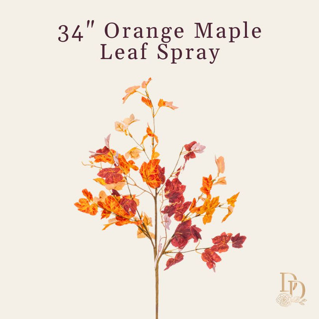 34" Orange Fall Maple Leaf Spray