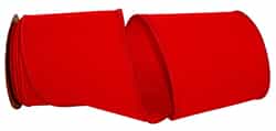 4" Red Velvet Wired Edge Outdoor Ribbon- 10 Yards