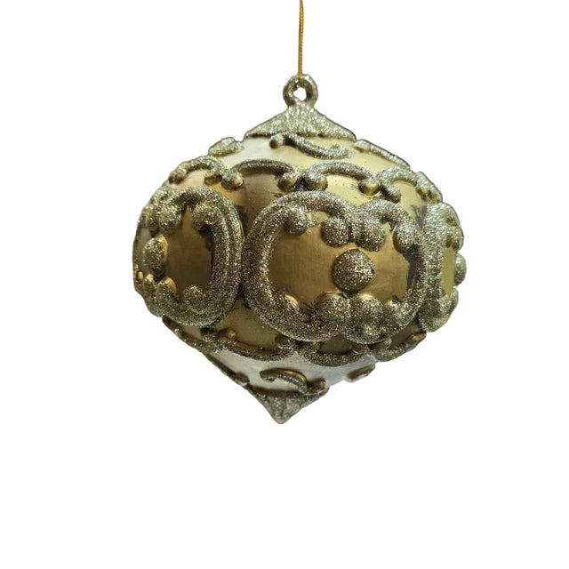 6" Antique Glitter Onion Christmas Ornament gold