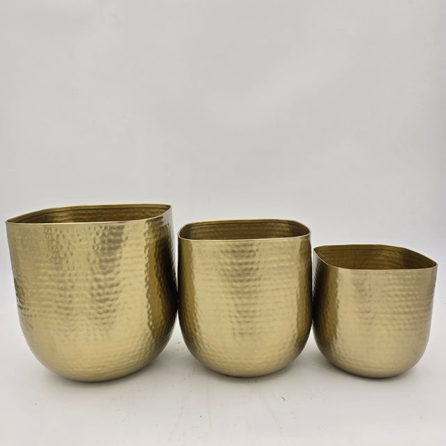5.5" Antique Gold Metal Rounded/ Square Planter