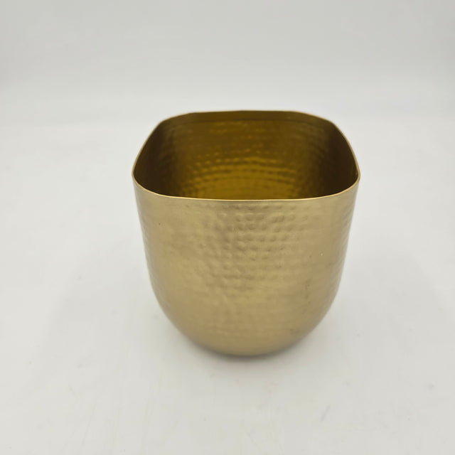 5.5" Antique Gold Metal Rounded/ Square Planter