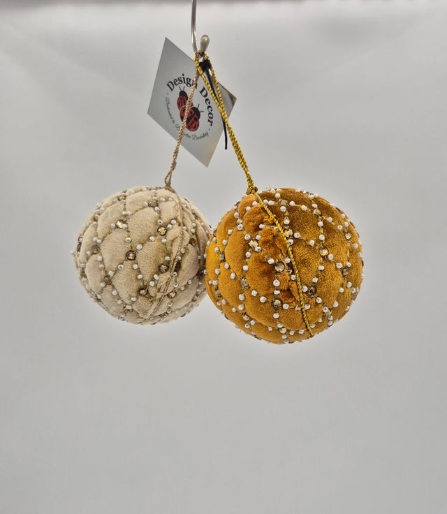 3.5" Velvet Pillow Jewel Ball Ornament