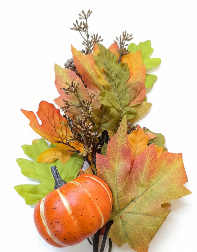 24" Leaves, Pinecone, Pumpkin & Berry Spray