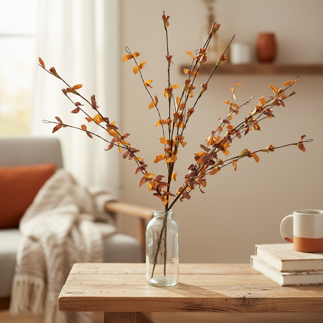 26" Parchment Berry/Leaf Spray | Orange Mix