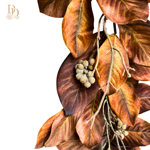 48" Brown Harvest Mix Magnolia Garland