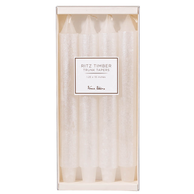 10" White Wax Timber Taper Candles - Set of 4 | Unscented & Dripless Candles