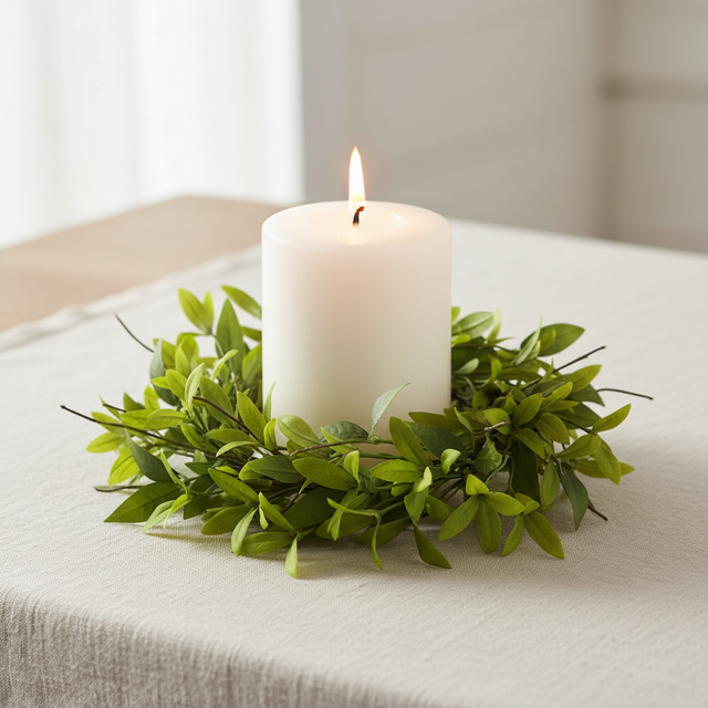 4.5" Ruscus & Twig Candle Ring