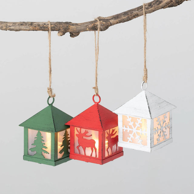 Metal LED Lamp Ornament | Set of 3