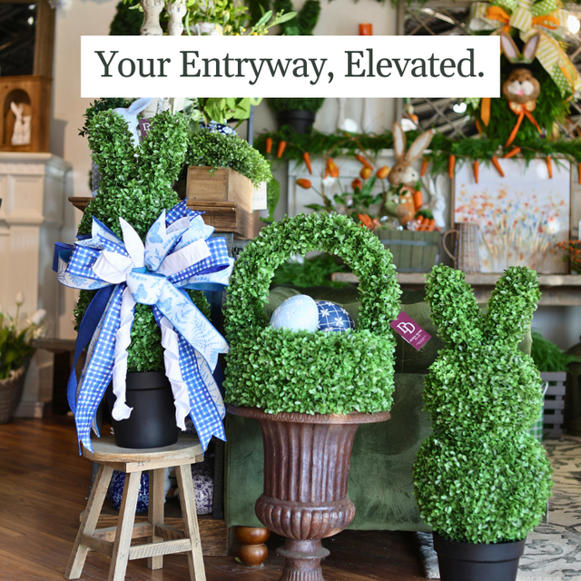 32" UV Boxwood Bunny Topiary