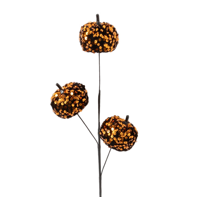 26.5" Orange Sequin Pumpkin Spray