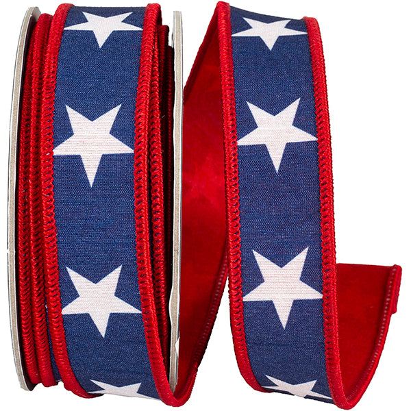 1"x10YDS Star Line Red White Blue Ribbon
