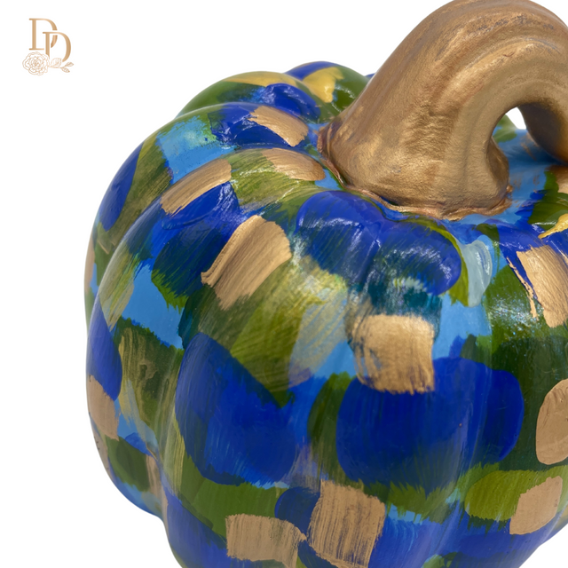 5" Blue Green Abstract Pumpkin
