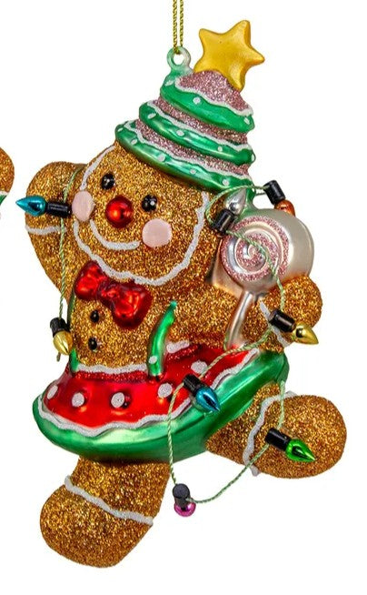 8" Glass Gingerbread with Cake Ornament | Boy & Girl Available