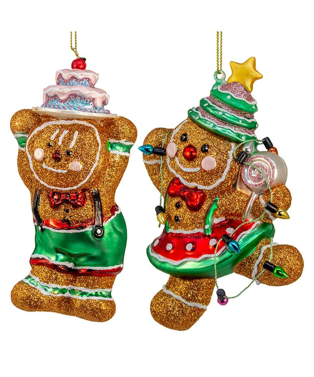 8" Glass Gingerbread with Cake Ornament | Boy & Girl Available