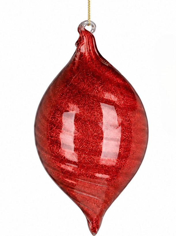 4"| 5.5" Red Glitter Swirl Ornaments | 2 Styles Available