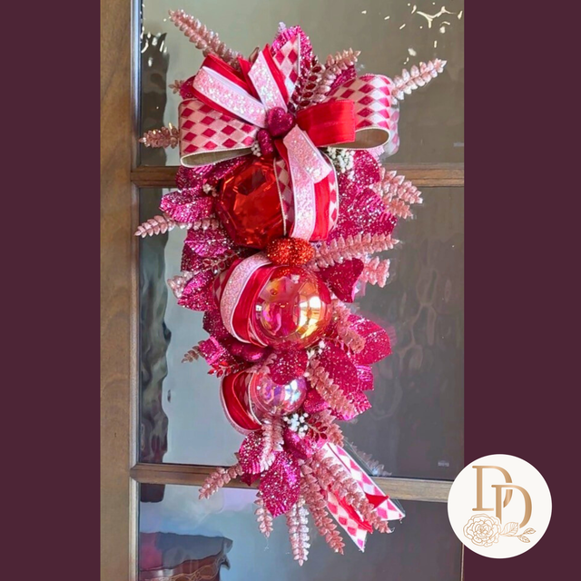 Valentine's Day Designer Teardrop | Elegant Valentine's Day Door Decor