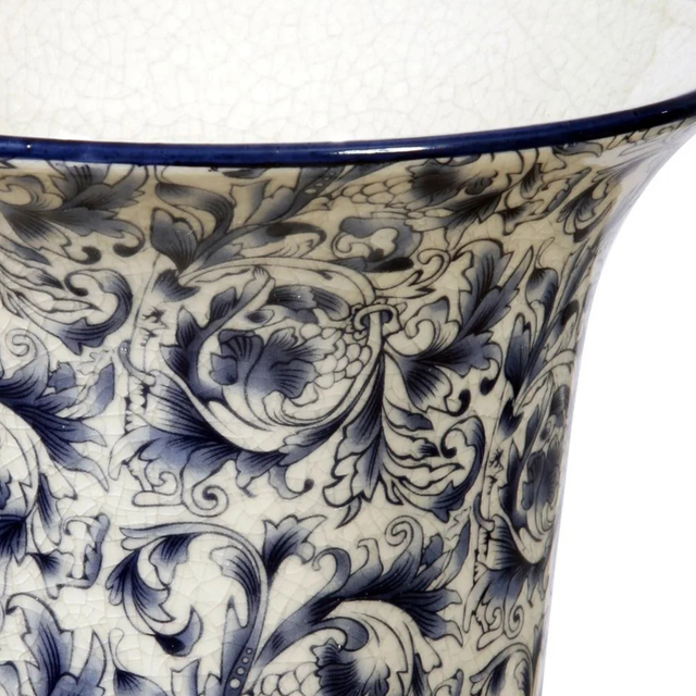 Flared Blue + White Scroll Vases – Two Sizes