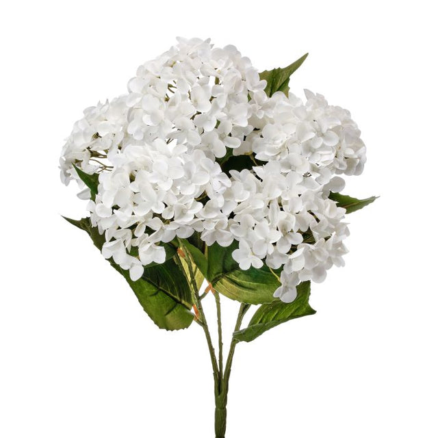 22" Natural Touch Garden Hydrangea Bush | 5 Blooms | WHITE