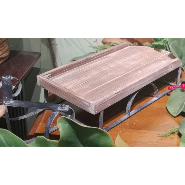 Wood & Iron Tabletop Sleigh Decor | 22"x8"x6"