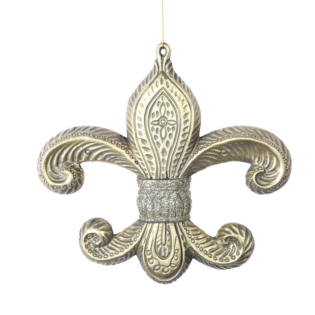7.3" Antique Fleur-de-lis Christmas Ornament - Gold