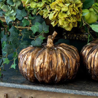 Decorative pumpkin fall accent in bronze