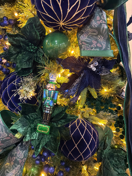 Navy & Green Tartan Christmas Tree Decor
