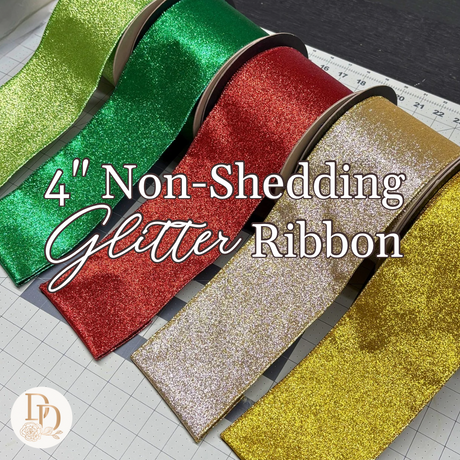 Non-Shedding Glitter Ribbon | 4” Wired Ribbon
