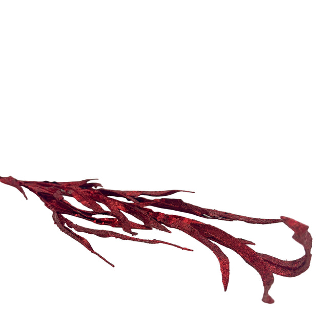 28" Red Glitter/Sequin Blade Grass Spray