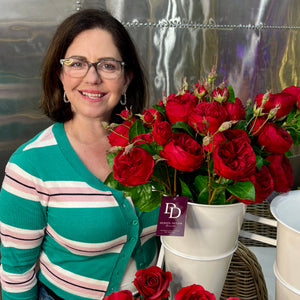 23.5" Red Cabbage Roses with Buds