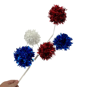 28" Red, White & Blue Fuzzy Ball Spray