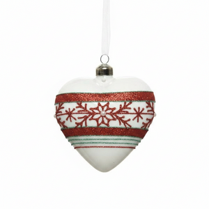 Heart Glass Glitter Ornaments Set of 2