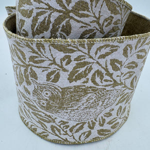 6"x10YDS Linen Natural Owl Everyday Wired Ribbon